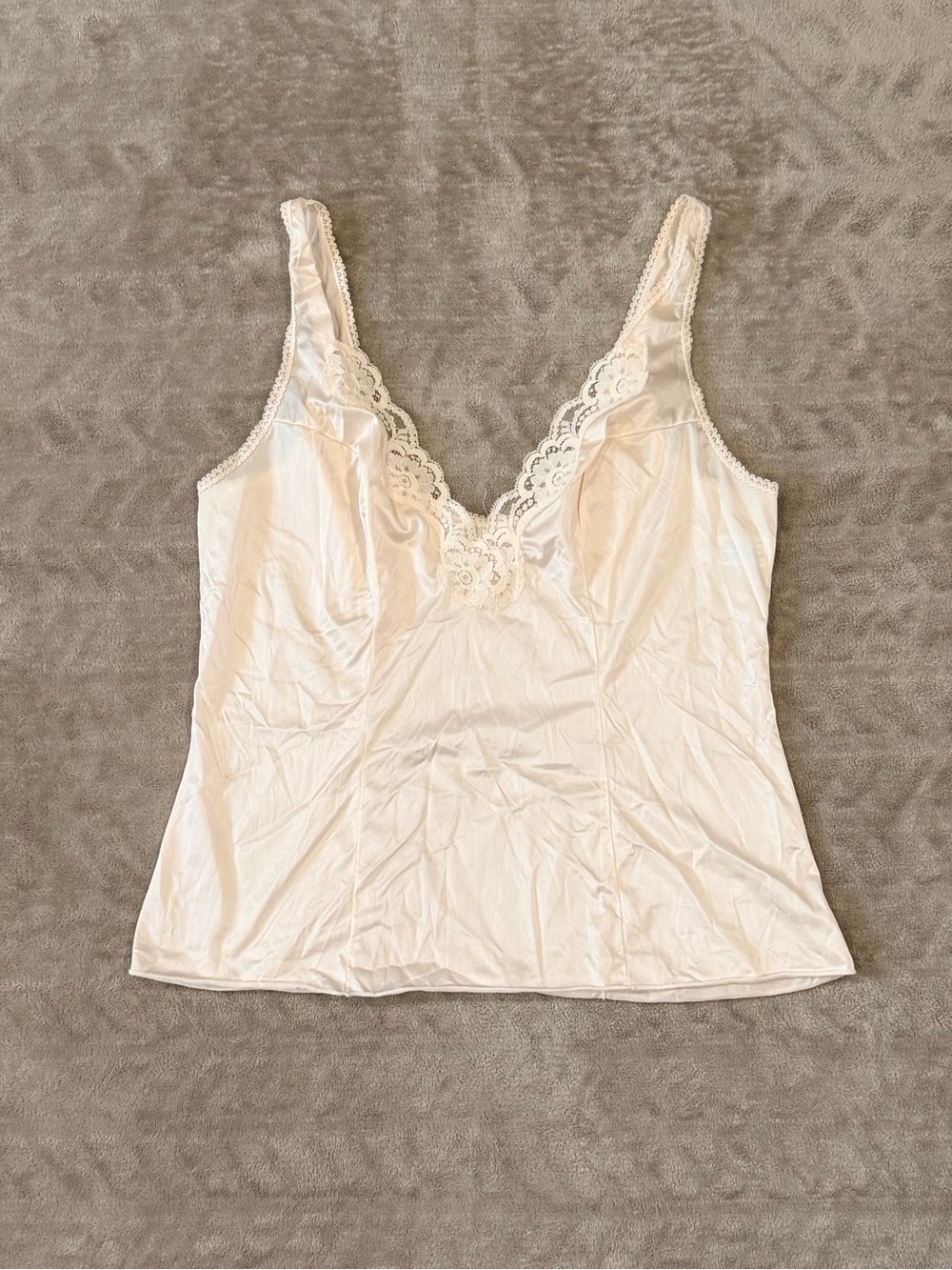Vintage Vassarette Lace Trim Camisole Size 38 Coquette Romantic Blush Lingerie